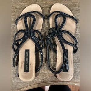Steve Madden Luxe Black Beaded Sandals